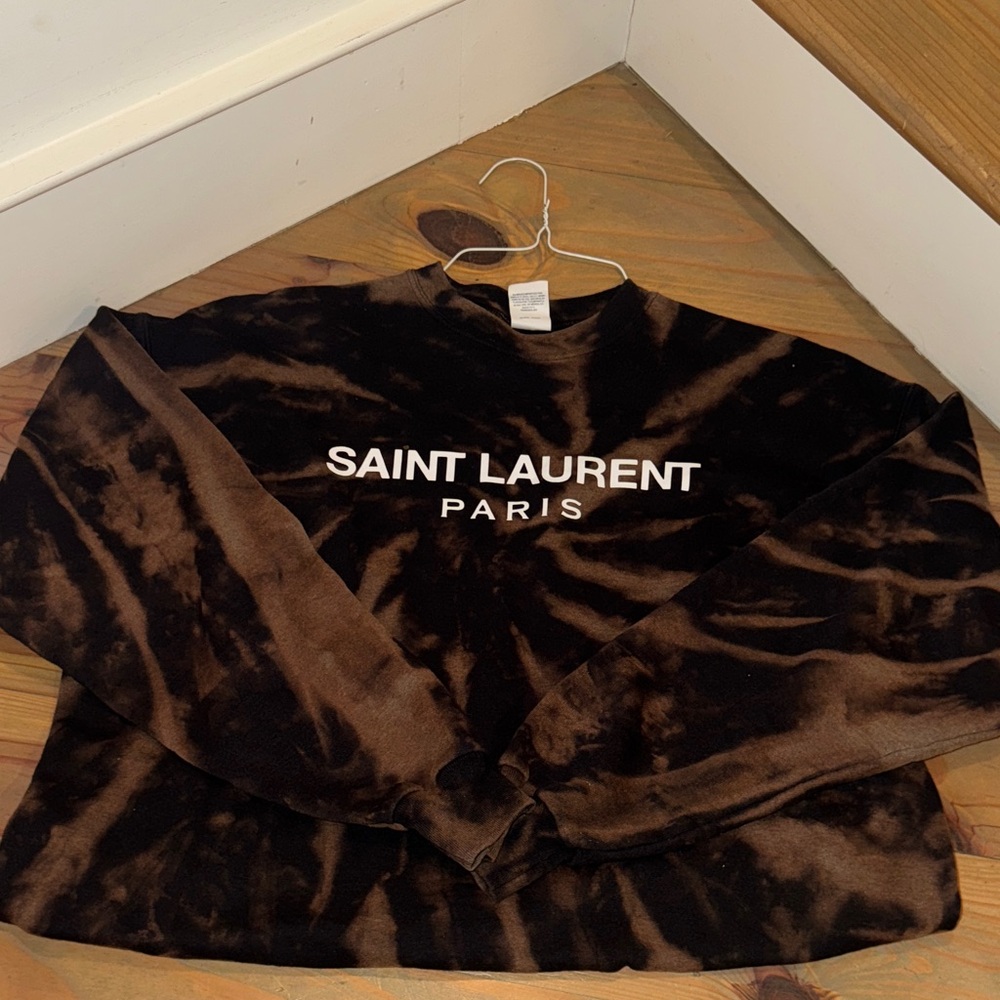 Saint Laurent Paris Brown Tie-Dye Sweatshirt